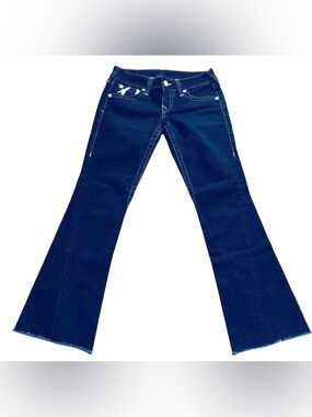 True Religion Jeans Women’s 29 X 32 Blue Joey Twisted Seam Low Rise Stretch